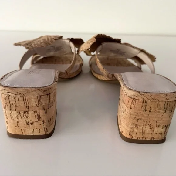 Cecelia New York Tan Cork Mules with Floral Detail - Picture 4 of 6